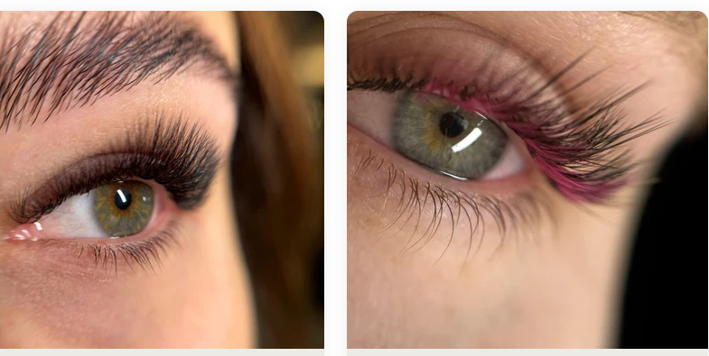 Close-up examples of Minola Moss lash artistry